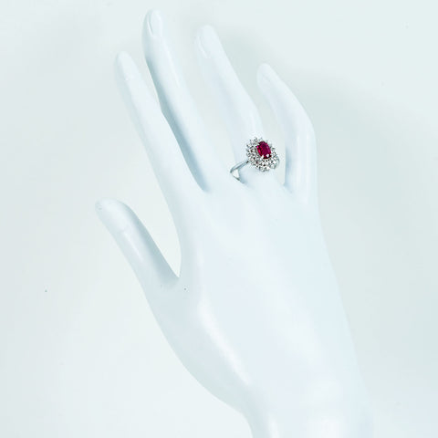 【中古】K18WG RUBYミャンマー産ルビーリング R1.05ct D0.50ct AIGSピジョンブラッド鑑別書 3.0g #14