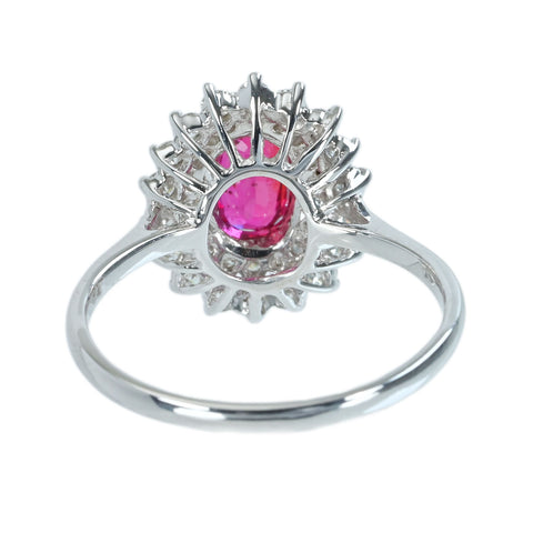 【中古】K18WG RUBYミャンマー産ルビーリング R1.05ct D0.50ct AIGSピジョンブラッド鑑別書 3.0g #14