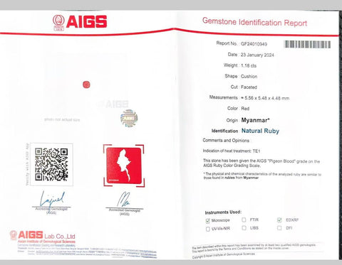 【中古】K18WG RUBYミャンマー産ルビーリング R1.05ct D0.50ct AIGSピジョンブラッド鑑別書 3.0g #14