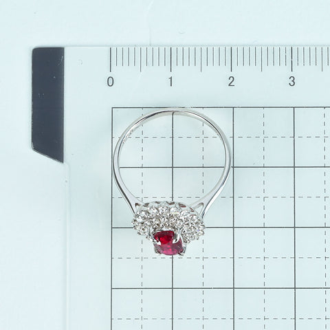 【中古】K18WG RUBYミャンマー産ルビーリング R1.05ct D0.50ct AIGSピジョンブラッド鑑別書 3.0g #14