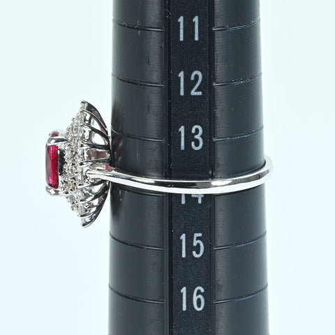 【中古】K18WG RUBYミャンマー産ルビーリング R1.05ct D0.50ct AIGSピジョンブラッド鑑別書 3.0g #14