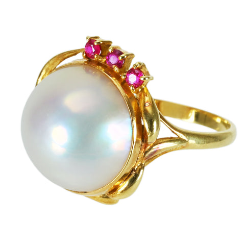 【中古】K18YG MABE PEARLマベパールリング 13.5mm 4.1g #10.5