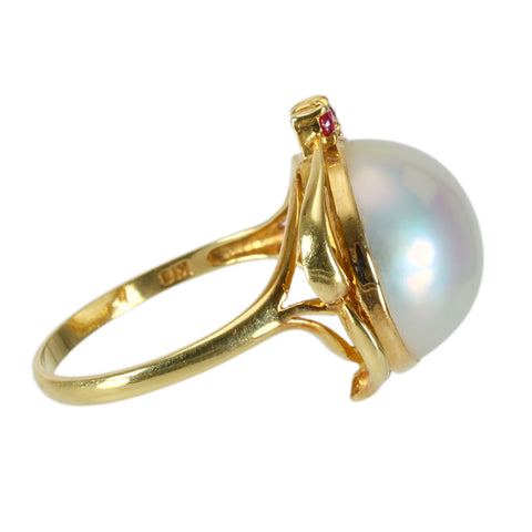 【中古】K18YG MABE PEARLマベパールリング 13.5mm 4.1g #10.5