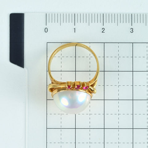 【中古】K18YG MABE PEARLマベパールリング 13.5mm 4.1g #10.5