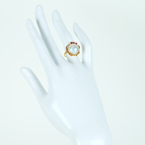 【中古】K18YG MABE PEARLマベパールリング 13.5mm 4.1g #10.5