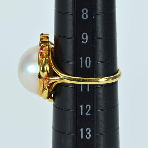 【中古】K18YG MABE PEARLマベパールリング 13.5mm 4.1g #10.5