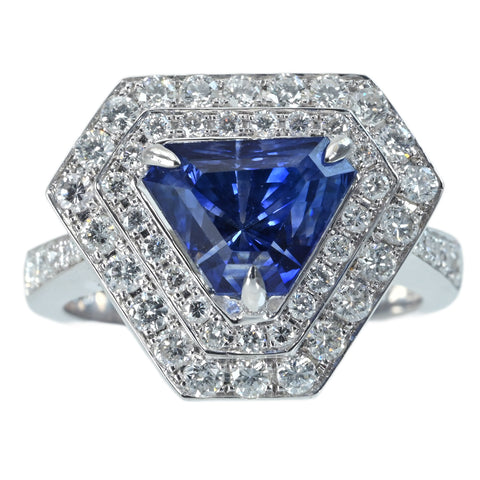 【中古】K18WG SAPPHIRE RING スリランカ産サファイアリング S4.08ct D0.96ct GRS鑑別書 7.2g #14
