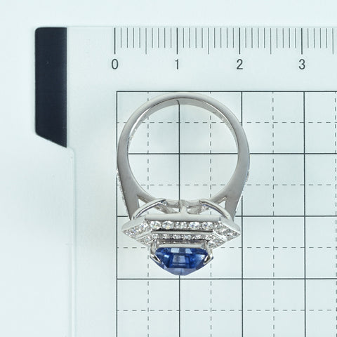 【中古】K18WG SAPPHIRE RING スリランカ産サファイアリング S4.08ct D0.96ct GRS鑑別書 7.2g #14