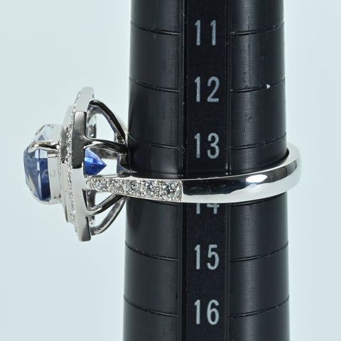【中古】K18WG SAPPHIRE RING スリランカ産サファイアリング S4.08ct D0.96ct GRS鑑別書 7.2g #14