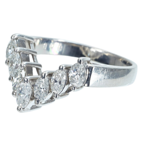 【中古】PT900 DIAMOND ダイヤモンドVラインリング D0.90ct 5.6g #12