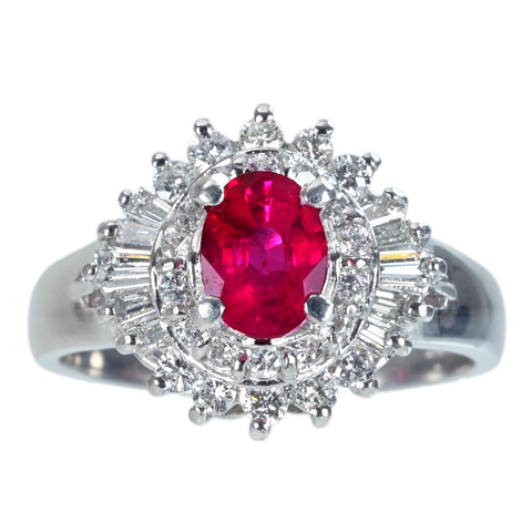 [Used] PT900 RUBY RING Ruby Ring R0.97ct D0.62ct 7.4g #11