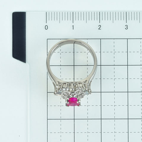 【中古】PT900 RUBY RING ルビーリング R0.97ct D0.62ct 7.4g #11