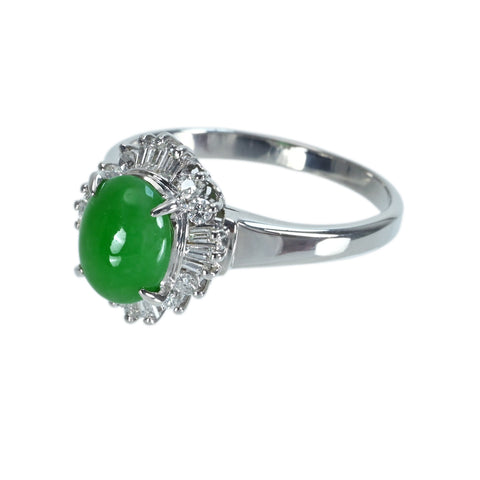 [Used] PT900 Jadeite Ring, Jadeite 1.78ct, Diameter 0.30ct, 5.5g, #14
