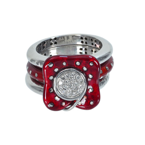 [Pre-owned] La NOUVELLE BAGUE K18WG/Enamel Diamond Ring 16.2g #13.5 ONE PRICE 