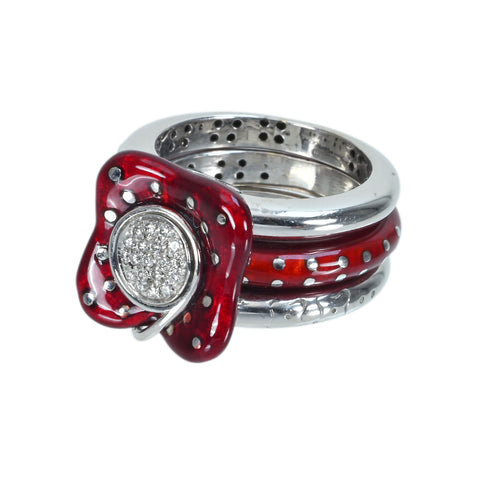 [Pre-owned] La NOUVELLE BAGUE K18WG/Enamel Diamond Ring 16.2g #13.5 ONE PRICE 