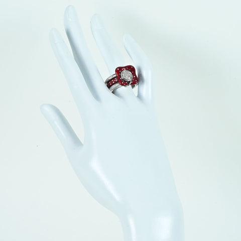 [Pre-owned] La NOUVELLE BAGUE K18WG/Enamel Diamond Ring 16.2g #13.5 ONE PRICE 