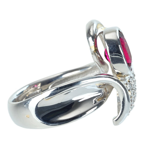 【中古】PT900 TOURMALINEレッドトルマリン（ルベライト）リング 1.64ct D0.52ct GRJソーティング 12.4g #12.5