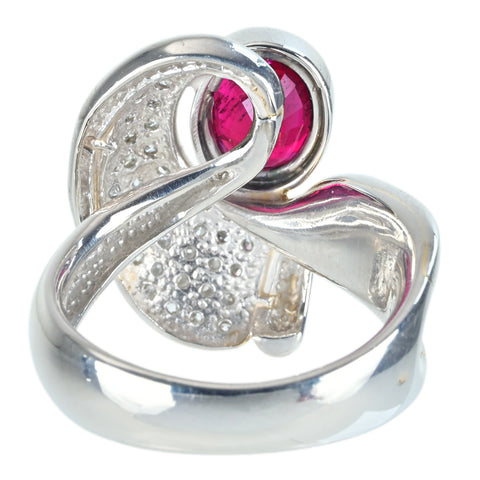 【中古】PT900 TOURMALINEレッドトルマリン（ルベライト）リング 1.64ct D0.52ct GRJソーティング 12.4g #12.5