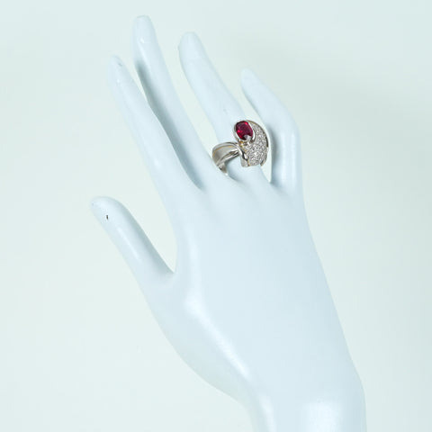 【中古】PT900 TOURMALINEレッドトルマリン（ルベライト）リング 1.64ct D0.52ct GRJソーティング 12.4g #12.5