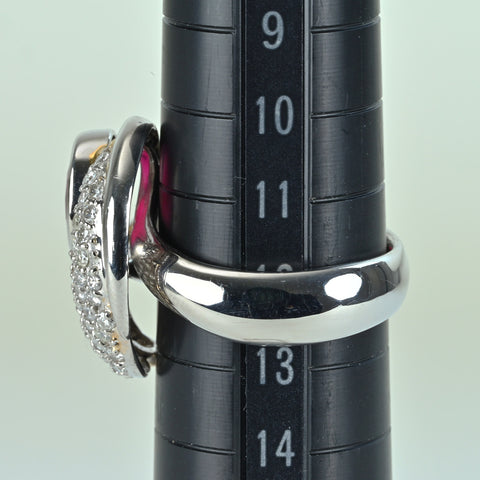 【中古】PT900 TOURMALINEレッドトルマリン（ルベライト）リング 1.64ct D0.52ct GRJソーティング 12.4g #12.5