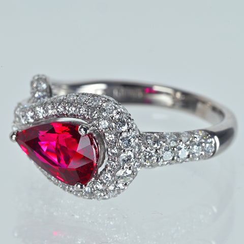 【中古】K18WG MOZAMBIQUE RUBY モザンビーク産ヴィヴィッドレッドカラー ルビーリング R2.02 D1.12ct GRS鑑別書 #15 5.8g
