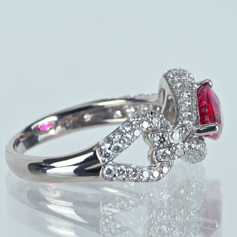【中古】K18WG MOZAMBIQUE RUBY モザンビーク産ヴィヴィッドレッドカラー ルビーリング R2.02 D1.12ct GRS鑑別書 #15 5.8g