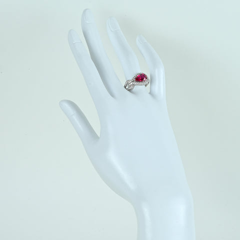 【中古】K18WG MOZAMBIQUE RUBY モザンビーク産ヴィヴィッドレッドカラー ルビーリング R2.02 D1.12ct GRS鑑別書 #15 5.8g