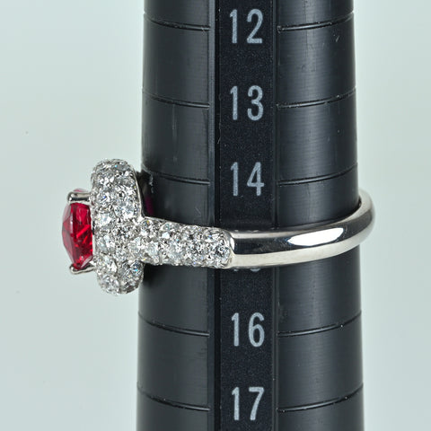 【中古】K18WG MOZAMBIQUE RUBY モザンビーク産ヴィヴィッドレッドカラー ルビーリング R2.02 D1.12ct GRS鑑別書 #15 5.8g
