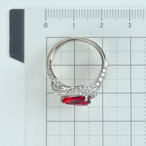 【中古】K18WG MOZAMBIQUE RUBY モザンビーク産ヴィヴィッドレッドカラー ルビーリング R2.02 D1.12ct GRS鑑別書 #15 5.8g