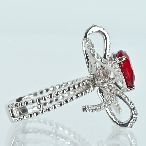 【中古】K18WG MOZAMBIQUE RUBY モザンビーク産 非加熱ルビーリング R2.09ct D0.79ct GRS鑑別書 #12.5 6.4g