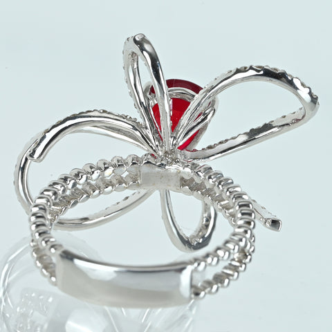 【中古】K18WG MOZAMBIQUE RUBY モザンビーク産 非加熱ルビーリング R2.09ct D0.79ct GRS鑑別書 #12.5 6.4g