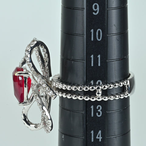 【中古】K18WG MOZAMBIQUE RUBY モザンビーク産 非加熱ルビーリング R2.09ct D0.79ct GRS鑑別書 #12.5 6.4g