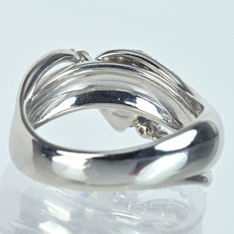 【中古】PT900 SAPPHIRE サファイアリング S1.24ct D0.64ct CGLソーティング #14 11.6g