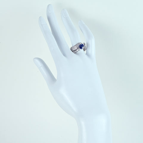 【中古】PT900 SAPPHIRE サファイアリング S1.24ct D0.64ct CGLソーティング #14 11.6g