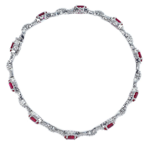 【中古】K18WG MYANMAR RUBY BRACELET ミャンマー産ルビーブレスレット R5.34ct D1.92ct 鑑別 13.1g 18.5cm