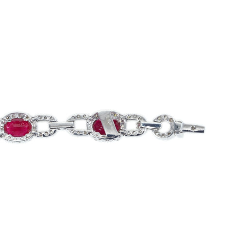 【中古】K18WG MYANMAR RUBY BRACELET ミャンマー産ルビーブレスレット R5.34ct D1.92ct 鑑別 13.1g 18.5cm