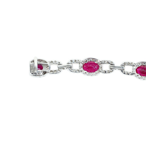 【中古】K18WG MYANMAR RUBY BRACELET ミャンマー産ルビーブレスレット R5.34ct D1.92ct 鑑別 13.1g 18.5cm