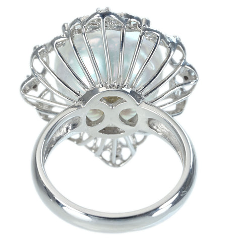 【中古】 K18WG SOUTH SEA PEARL RING 白蝶南洋パールリング 14.0mm D0.06ct 11.5g #13