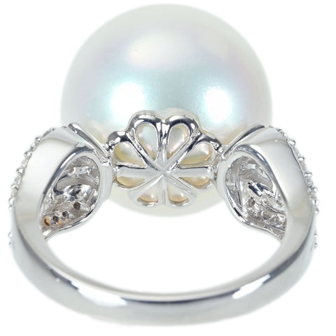 【中古】K18WG SOUTH SEA PEARL RING 白蝶南洋パールリング 15.8mm D0.62ct 10.9g