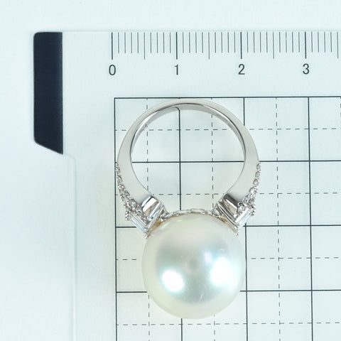 【中古】K18WG SOUTH SEA PEARL RING 白蝶南洋パールリング 15.8mm D0.62ct 10.9g