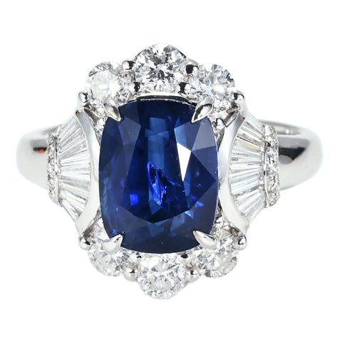 【中古】K18WG SAPPHIRE RING スリランカ産サファイアリング ロイヤルブルー S5.22ct D1.32ct 6.7g #12.5 日宝協鑑別書