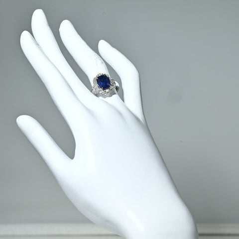 【中古】K18WG SAPPHIRE RING スリランカ産サファイアリング ロイヤルブルー S5.22ct D1.32ct 6.7g #12.5 日宝協鑑別書