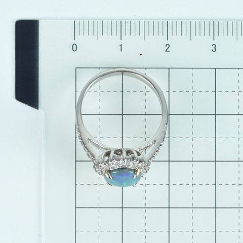 【中古】K18WG BLACK OPAL RING ブラックオパールリング BO1.65ct D0.40ct CGLソーティング 4.5g #13