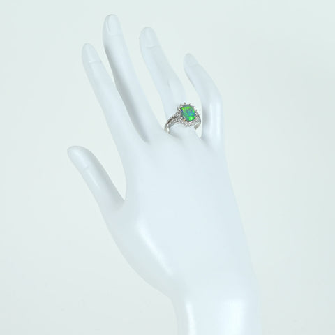【中古】K18WG BLACK OPAL RING ブラックオパールリング BO1.65ct D0.40ct CGLソーティング 4.5g #13