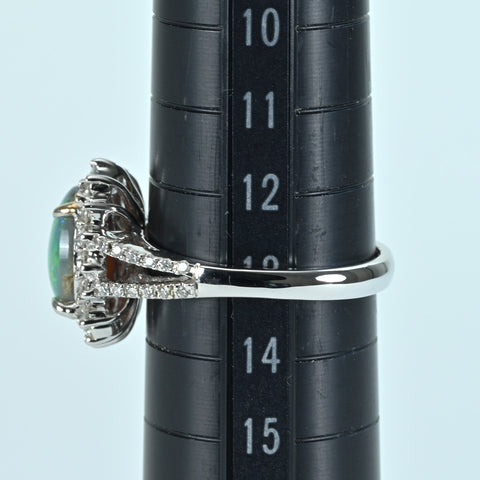 【中古】K18WG BLACK OPAL RING ブラックオパールリング BO1.65ct D0.40ct CGLソーティング 4.5g #13