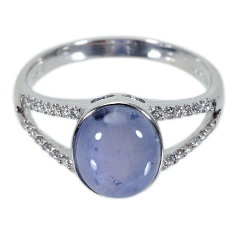 【中古】 K18WG STAR SAPPHIRE スターサファイアリング SS4.67ct D0.15ct 3.6g #13