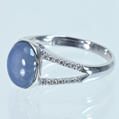 【中古】 K18WG STAR SAPPHIRE スターサファイアリング SS4.67ct D0.15ct 3.6g #13