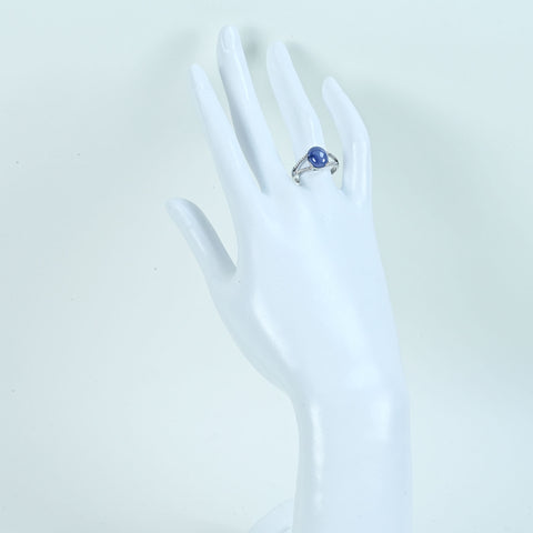 【中古】 K18WG STAR SAPPHIRE スターサファイアリング SS4.67ct D0.15ct 3.6g #13