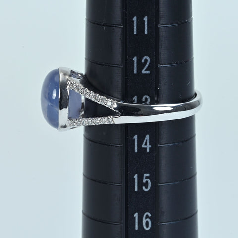 【中古】 K18WG STAR SAPPHIRE スターサファイアリング SS4.67ct D0.15ct 3.6g #13