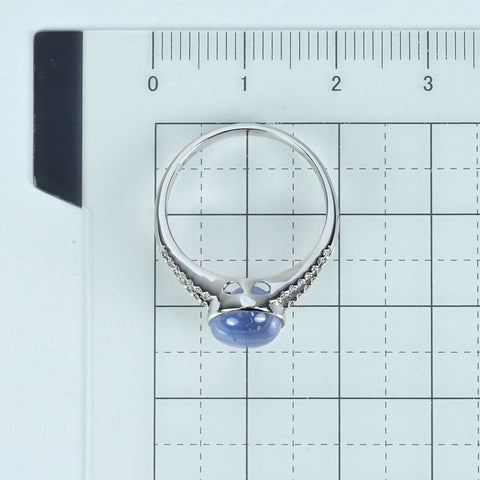 【中古】 K18WG STAR SAPPHIRE スターサファイアリング SS4.67ct D0.15ct 3.6g #13